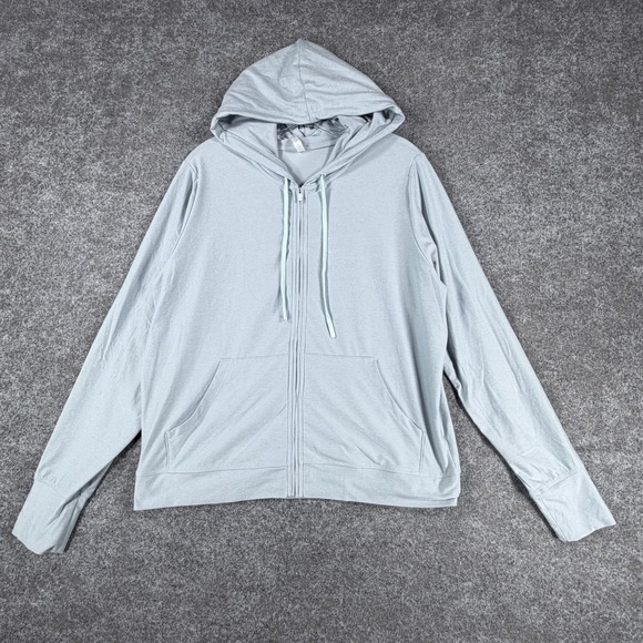 Fabletics Tops - Fabletics Full Zip Hoodie Womens L Light Blue Modern Lightweight Comfort Stretch